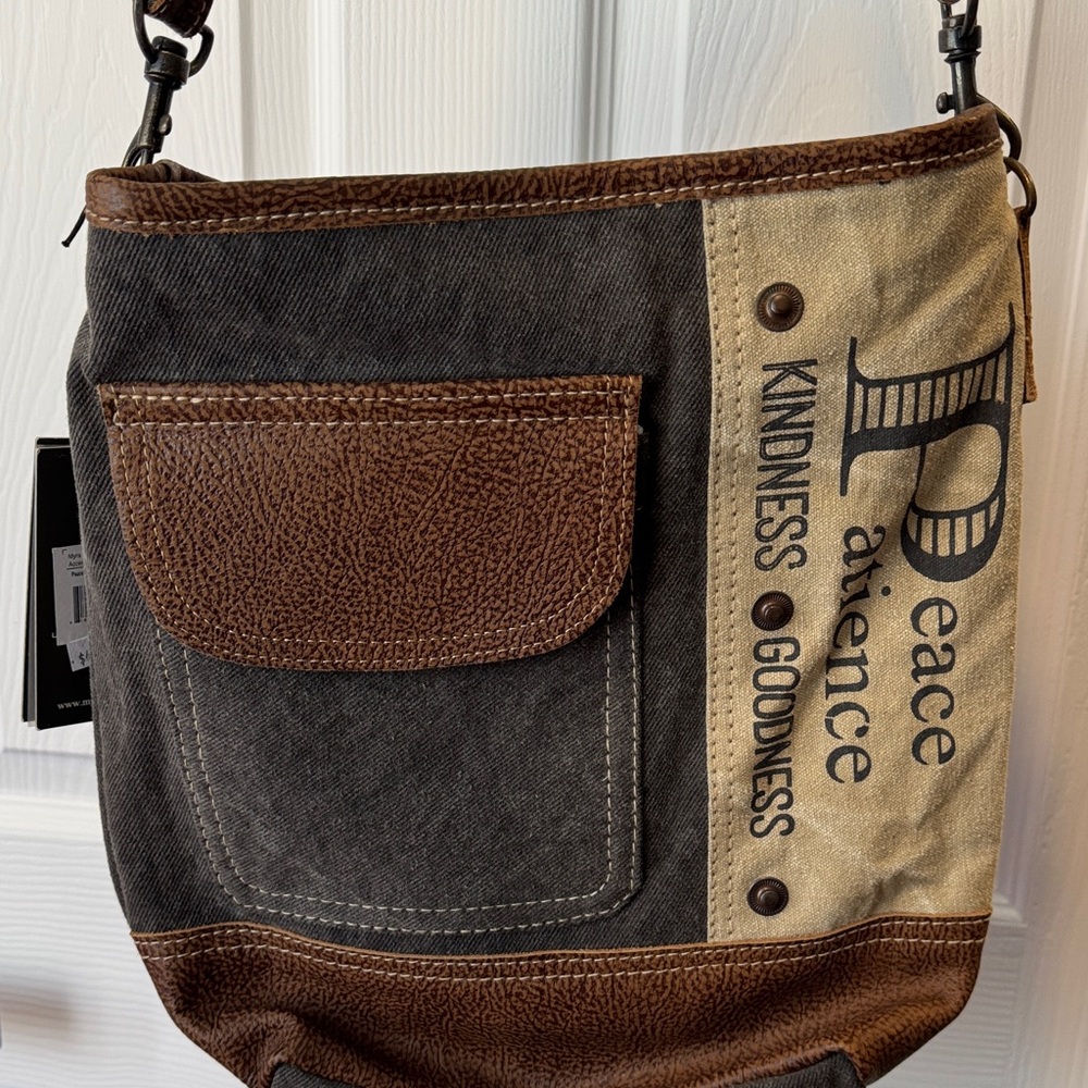 Myra Bag Brown and Gray Canvas Messenger Bag